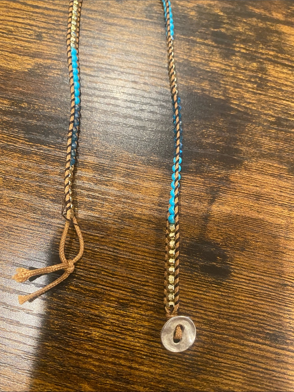 Handwoven Men’s Wrap Bracelet - Turquoise & Brown - Picture 3 of 3